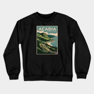 Acadia National Park Retro Travel Poster Crewneck Sweatshirt